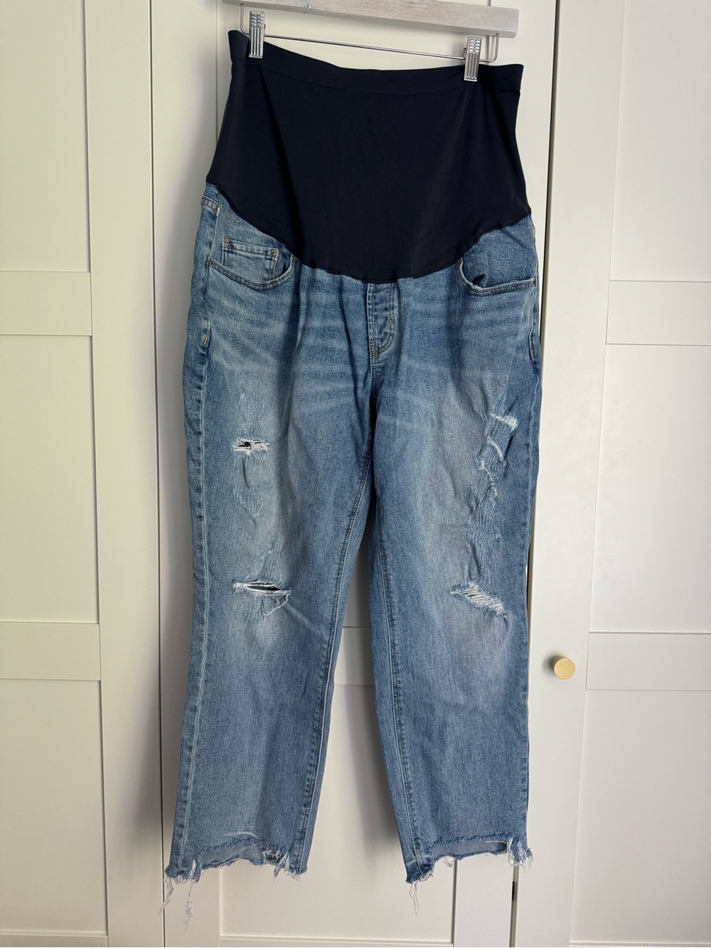Old Navy Maternity Boyfriend Jeans Full Panel Pregnancy Denim Size 16 Stretch